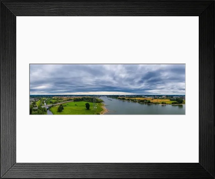 Framed Print : Panoramic view of the Rhine motorway bridge near Leverkusen, Germany. Drone photography Framed Print : Panoramic view of the Rhine motorway bridge near Leverkusen, Germany. Drone photography