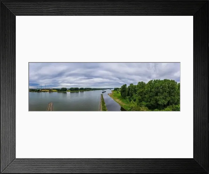 Framed Print : Panoramic view of the Rhine river near Leverkusen, Germany. Drone photography Framed Print : Panoramic view of the Rhine river near Leverkusen, Germany. Drone photography
