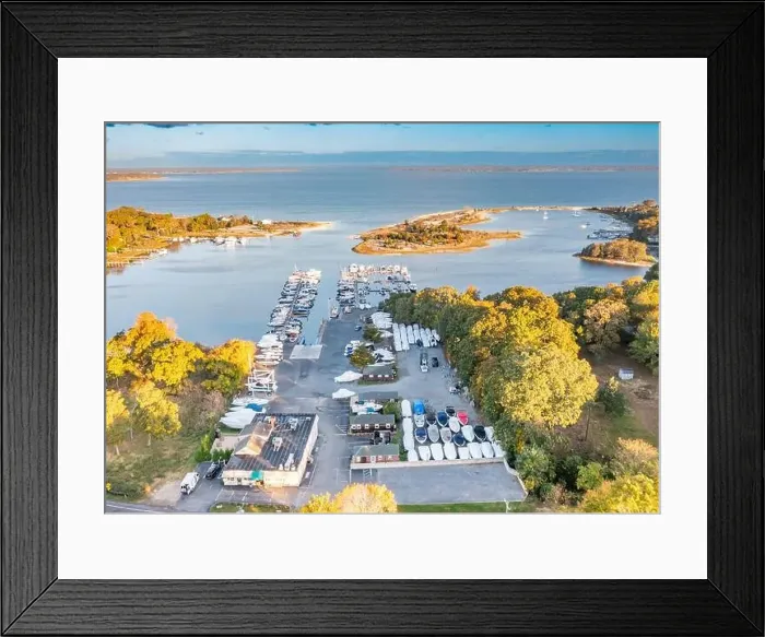 Framed Print : Aerial view of Mill Creek Marina, Sag Harbor, NY