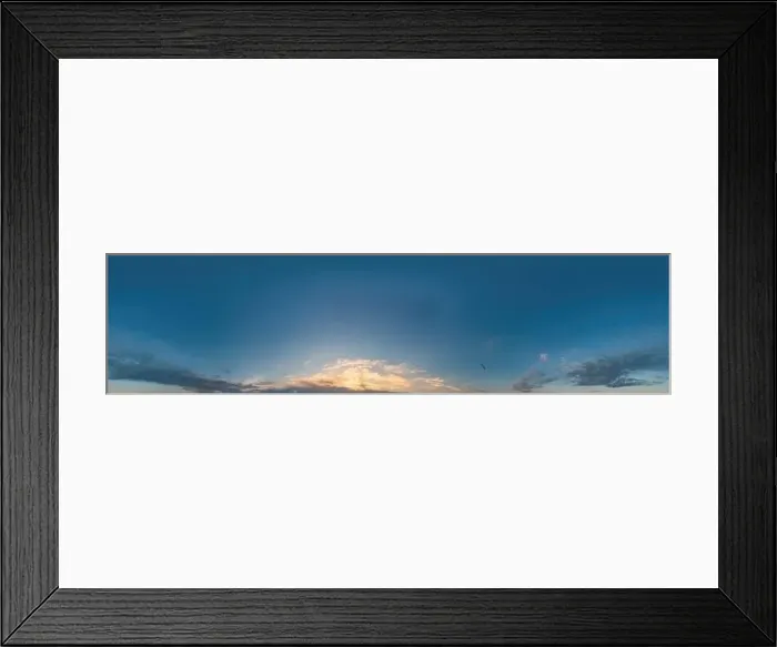 Framed Print : Dark blue sunset sky pano with Cumulus clouds Framed Print : Dark blue sunset sky pano with Cumulus clouds