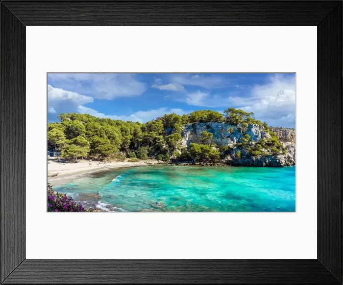 Framed Print : Landscape with Cala Macarella beach, Menorca island, Spain Framed Print : Landscape with Cala Macarella beach, Menorca island, Spain