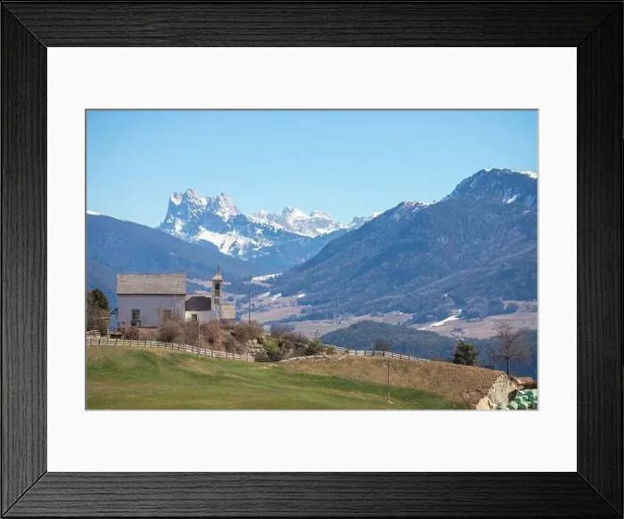 Framed Print : Church in Renon Ritten Bolzano Alps Italy, sunny day Framed Print : Church in Renon Ritten Bolzano Alps Italy, sunny day