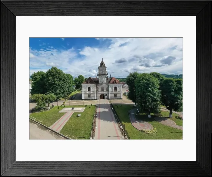 Framed Print : Dobromyl, Ukraine - July, 2021: Town Hall in Dobromyl, Ukraine Framed Print : Dobromyl, Ukraine - July, 2021: Town Hall in Dobromyl, Ukraine