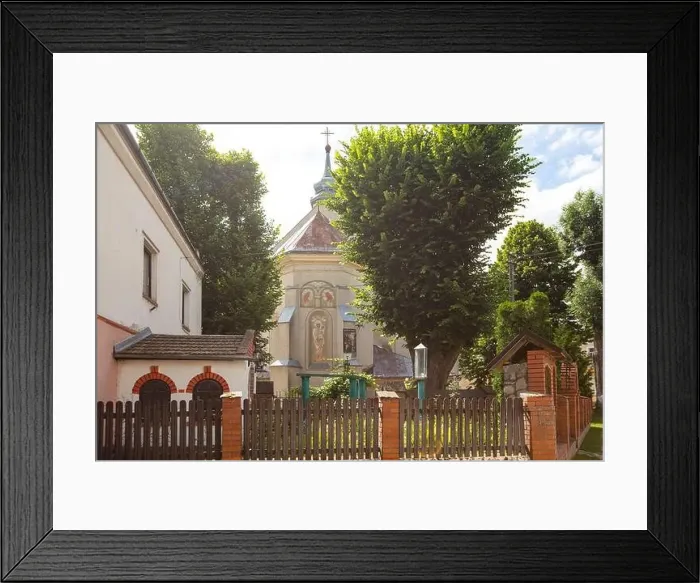 Framed Print : Dobromyl, Ukraine - July, 2021: Catholic church of the Transfiguration in Dobromyl, Ukraine Framed Print : Dobromyl, Ukraine - July, 2021: Catholic church of the Transfiguration in Dobromyl, Ukraine