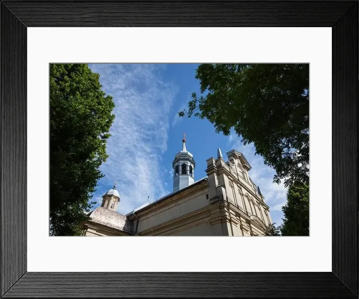 Framed Print : Dobromyl, Ukraine - July, 2021: Catholic church of the Transfiguration in Dobromyl, Ukraine Framed Print : Dobromyl, Ukraine - July, 2021: Catholic church of the Transfiguration in Dobromyl, Ukraine