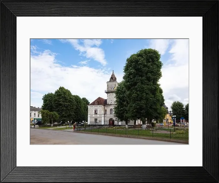 Framed Print : Dobromyl, Ukraine - July, 2021: Town Hall in Dobromyl, Ukraine Framed Print : Dobromyl, Ukraine - July, 2021: Town Hall in Dobromyl, Ukraine