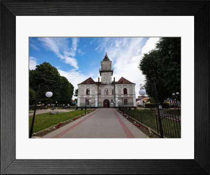 Framed Print : Dobromyl, Ukraine - July, 2021: Town Hall in Dobromyl, Ukraine Framed Print : Dobromyl, Ukraine - July, 2021: Town Hall in Dobromyl, Ukraine