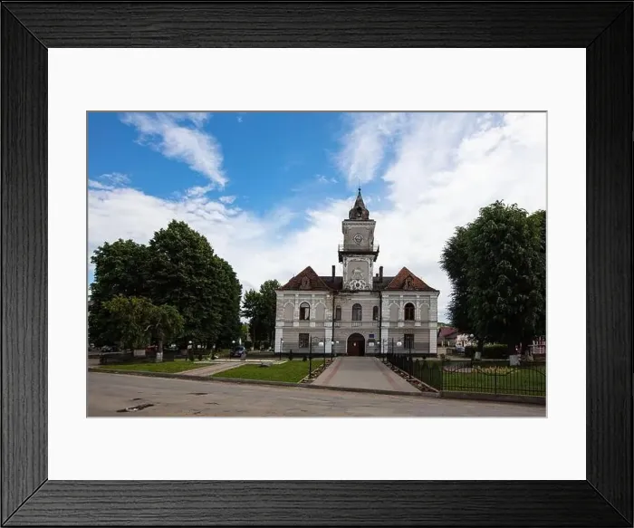 Framed Print : Dobromyl, Ukraine - July, 2021: Town Hall in Dobromyl, Ukraine Framed Print : Dobromyl, Ukraine - July, 2021: Town Hall in Dobromyl, Ukraine