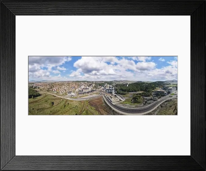 Framed Print : Aerial panorama of the mountain village of Zlatibor in the foggy morning Framed Print : Aerial panorama of the mountain village of Zlatibor in the foggy morning