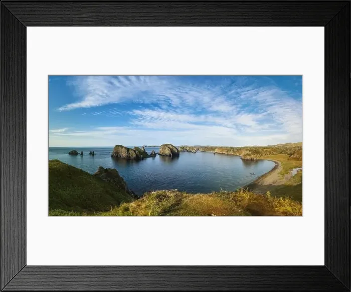 Framed Print : Aerial panoramic view the Nameless Bay on Shikotan Island, Kuril Islands Framed Print : Aerial panoramic view the Nameless Bay on Shikotan Island, Kuril Islands