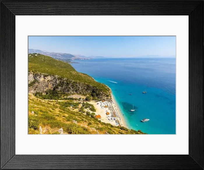 Framed Print : Aerial view of Gjipe beach on the Adriatic coast - white sand Framed Print : Aerial view of Gjipe beach on the Adriatic coast - white sand