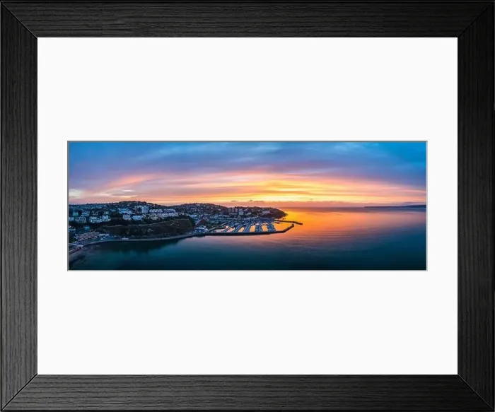 Framed Print : Panorama over Torquay and Torquay Marina from a drone in dawn time, Torbay, Devon, England, Europe Framed Print : Panorama over Torquay and Torquay Marina from a drone in dawn time, Torbay, Devon, England, Europe