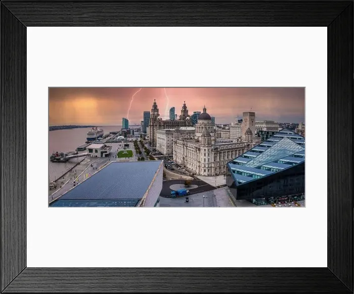 Framed Print : Aerial view of the Modern architecture in Liverpool, UK Framed Print : Aerial view of the Modern architecture in Liverpool, UK