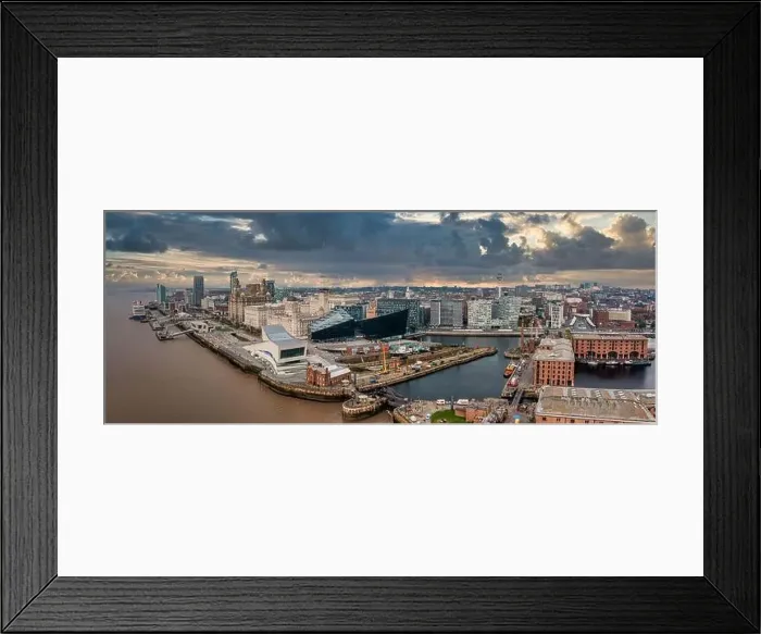 Framed Print : Beautiful panorama of Liverpool waterfront in the sunset Framed Print : Beautiful panorama of Liverpool waterfront in the sunset