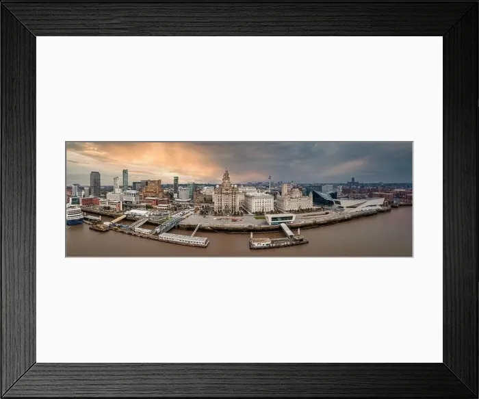 Framed Print : Beautiful aerial panoramic view of the Liverpool city skyline Framed Print : Beautiful aerial panoramic view of the Liverpool city skyline