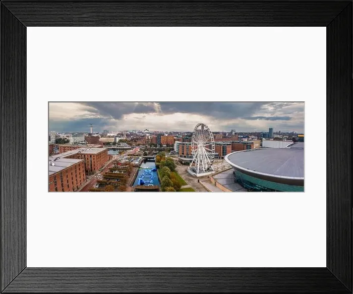 Framed Print : Aerial view of the Liverpool Wheel and Echo Arena in Liverpool, UK Framed Print : Aerial view of the Liverpool Wheel and Echo Arena in Liverpool, UK