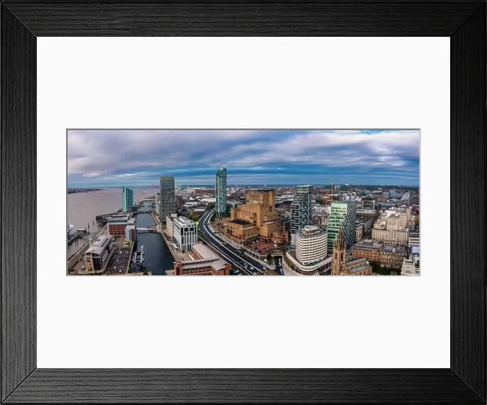 Framed Print : Aerial view of the Liverpool skyline in United Kingdom Framed Print : Aerial view of the Liverpool skyline in United Kingdom