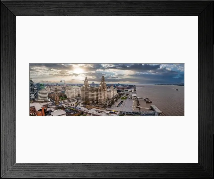 Framed Print : Beautiful aerial panoramic view of the Liverpool city skyline Framed Print : Beautiful aerial panoramic view of the Liverpool city skyline