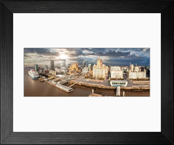 Framed Print : Beautiful panorama of Liverpool waterfront in the sunset Framed Print : Beautiful panorama of Liverpool waterfront in the sunset