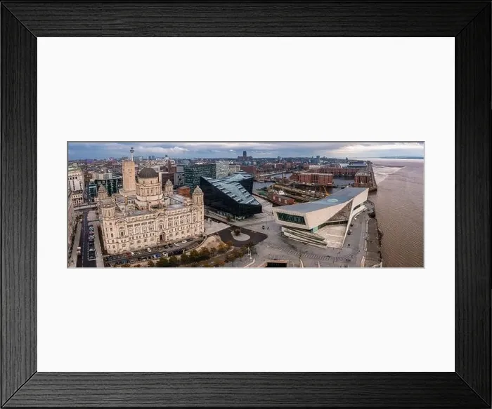 Framed Print : Aerial view of the Liverpool skyline in United Kingdom Framed Print : Aerial view of the Liverpool skyline in United Kingdom
