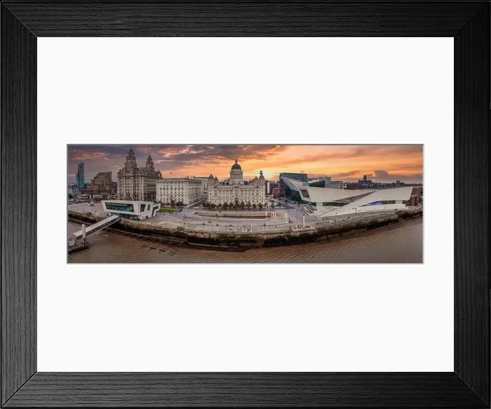 Framed Print : Beautiful panorama of Liverpool waterfront in the sunset Framed Print : Beautiful panorama of Liverpool waterfront in the sunset
