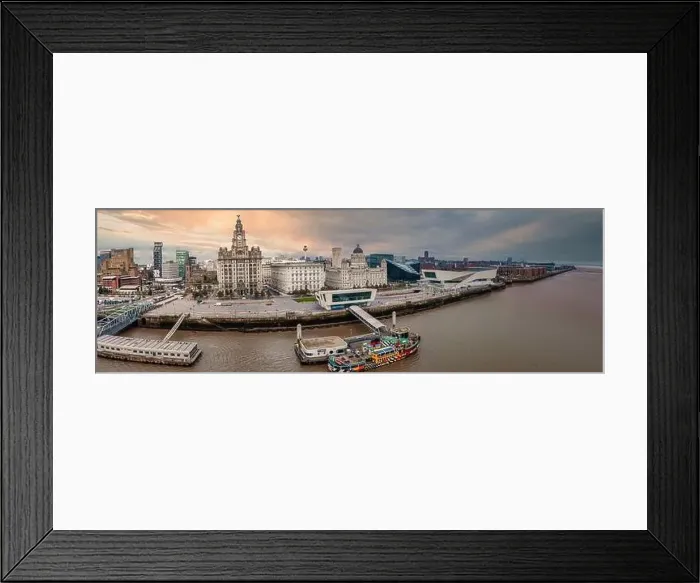 Framed Print : Beautiful panorama of Liverpool waterfront in the sunset Framed Print : Beautiful panorama of Liverpool waterfront in the sunset