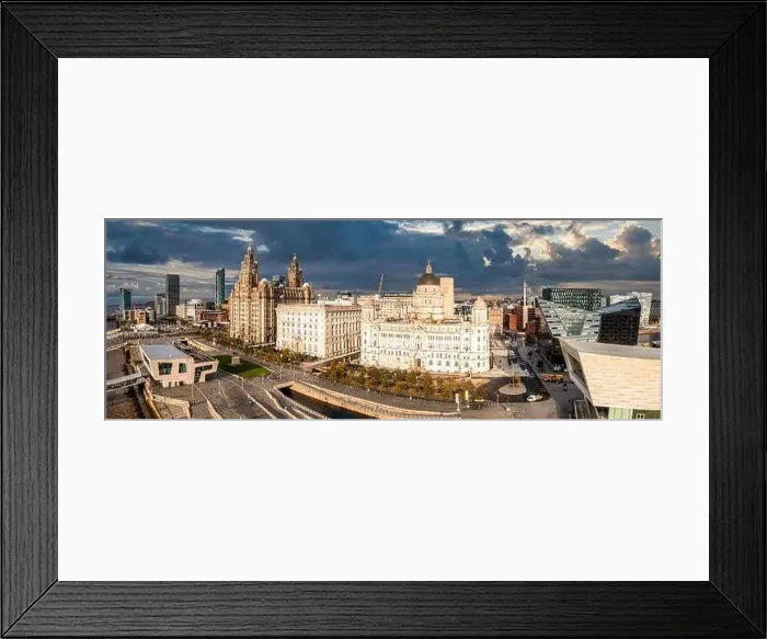 Framed Print : Beautiful panorama of Liverpool waterfront in the sunset Framed Print : Beautiful panorama of Liverpool waterfront in the sunset