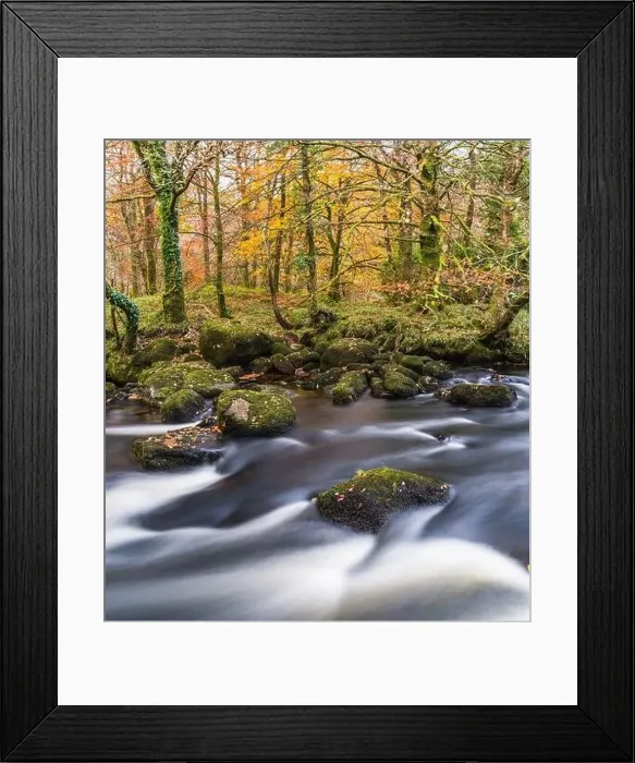 Framed Print : Autumn Colours over River Dart in long exposure, Dartmoor Park, Devon, England, Europe Framed Print : Autumn Colours over River Dart in long exposure, Dartmoor Park, Devon, England, Europe