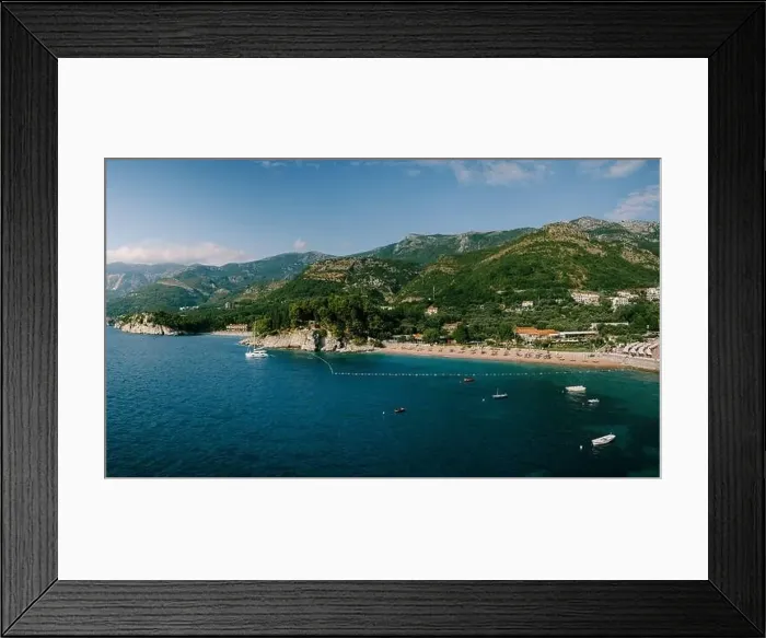 Framed Print : Royal beach of Villa Milocer. Montenegro. Aerial view Framed Print : Royal beach of Villa Milocer. Montenegro. Aerial view