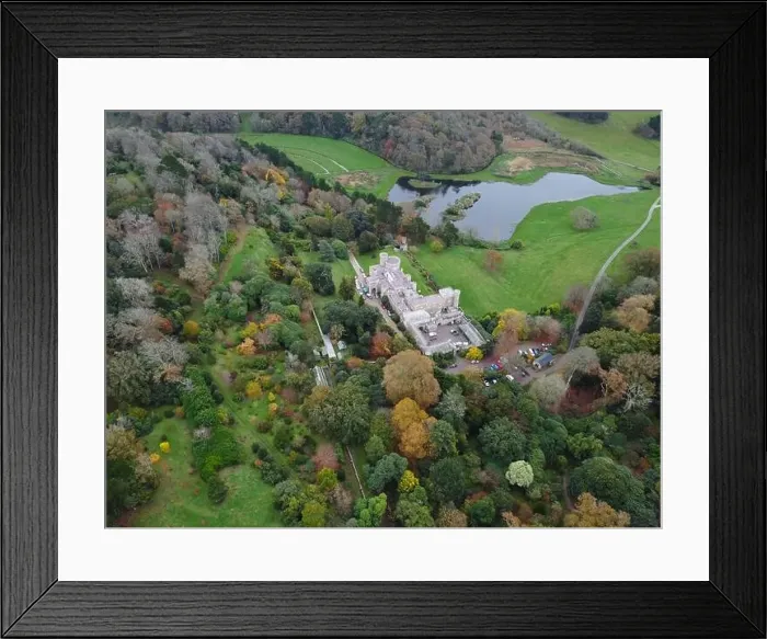 Framed Print : woodland around caerhays castle aerial drone Cornwall England uk Framed Print : woodland around caerhays castle aerial drone Cornwall England uk