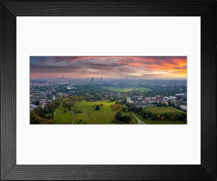 Framed Print : Beautiful aerial view of London with many green parks Framed Print : Beautiful aerial view of London with many green parks