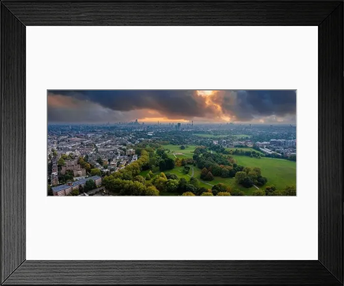 Framed Print : Beautiful aerial view of London with many green parks Framed Print : Beautiful aerial view of London with many green parks