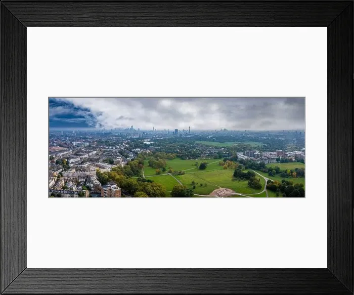 Framed Print : Beautiful aerial view of London with many green parks Framed Print : Beautiful aerial view of London with many green parks