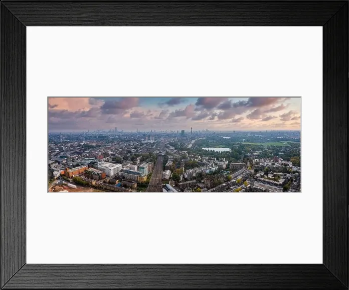 Framed Print : Beautiful aerial view of London with many green parks Framed Print : Beautiful aerial view of London with many green parks