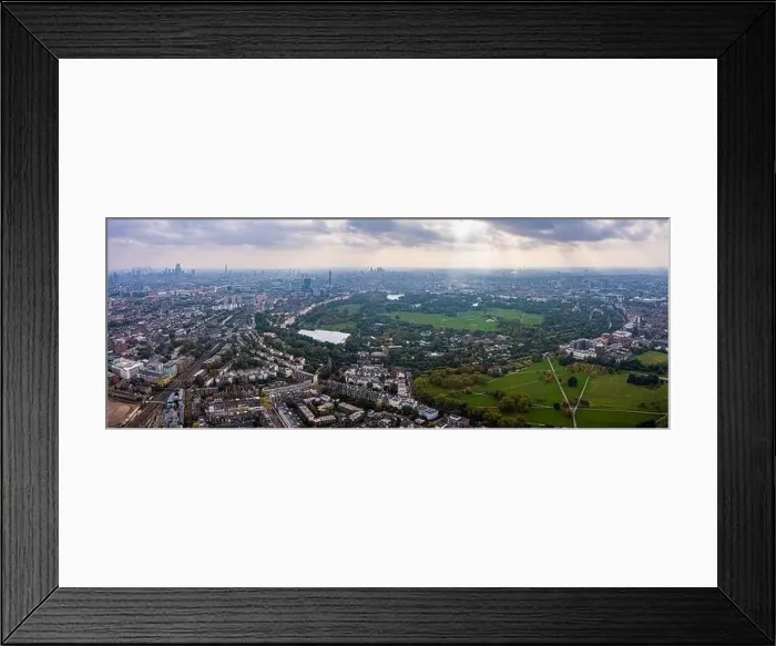 Framed Print : Beautiful aerial view of London with many green parks Framed Print : Beautiful aerial view of London with many green parks