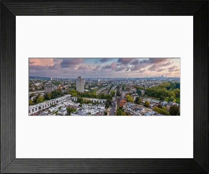Framed Print : Beautiful aerial view of London with many green parks