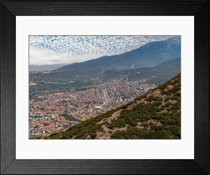 Framed Print : Aerial view of Denizli city on the other side of the hill, Turkey Framed Print : Aerial view of Denizli city on the other side of the hill, Turkey