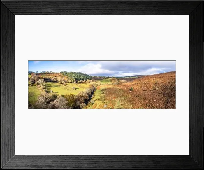 Framed Print : Autumn Colours over River Dart from a drone, Dartmoor Park, Devon, England, Europe Framed Print : Autumn Colours over River Dart from a drone, Dartmoor Park, Devon, England, Europe