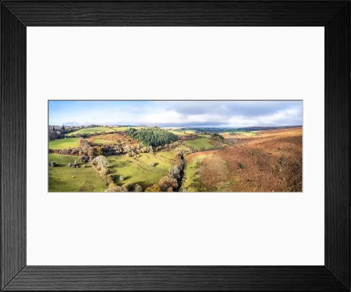 Framed Print : Autumn Colours over River Dart from a drone, Dartmoor Park, Devon, England, Europe Framed Print : Autumn Colours over River Dart from a drone, Dartmoor Park, Devon, England, Europe