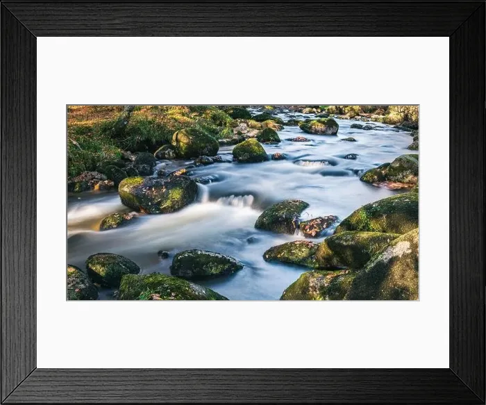 Framed Print : Autumn Colours over River Dart in long exposure, Dartmoor Park, Devon, England, Europe Framed Print : Autumn Colours over River Dart in long exposure, Dartmoor Park, Devon, England, Europe