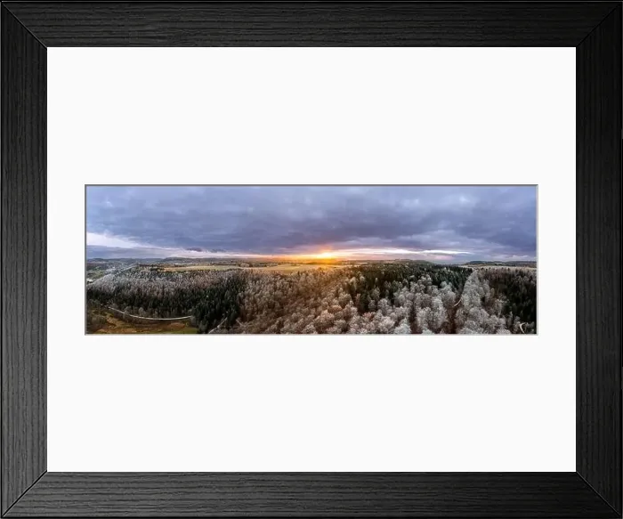 Framed Print : Frozen forest tree in the sunset light in aerial view Framed Print : Frozen forest tree in the sunset light in aerial view