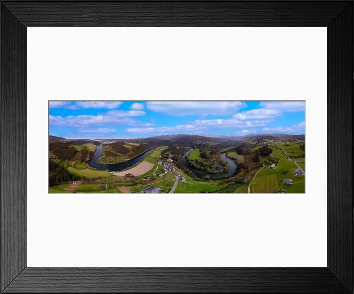 Framed Print : Aerial view of the meanders of the Navia river in Asturias, Spain Framed Print : Aerial view of the meanders of the Navia river in Asturias, Spain