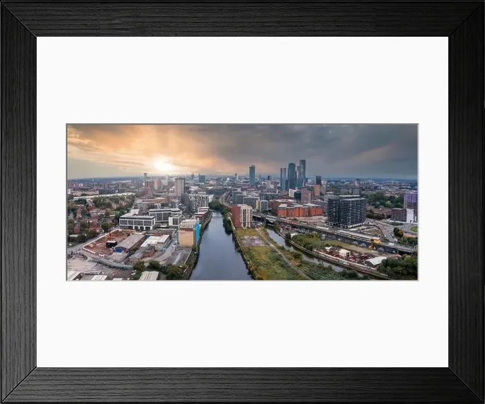Framed Print : Aerial view of Manchester city in UK Framed Print : Aerial view of Manchester city in UK