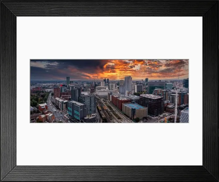 Framed Print : Aerial view of Manchester city in UK Framed Print : Aerial view of Manchester city in UK