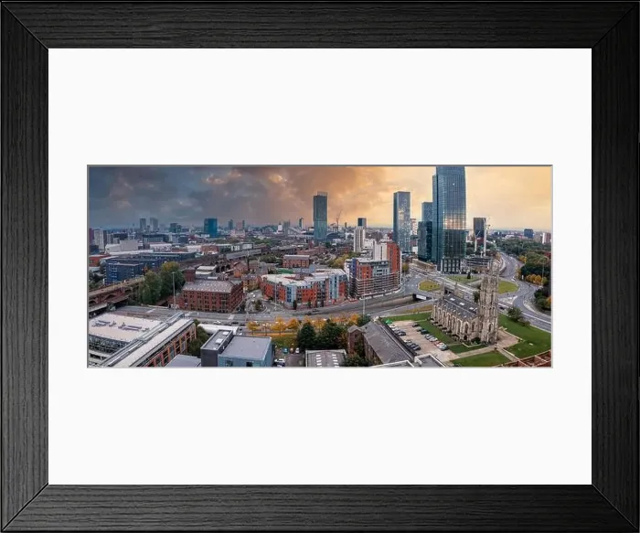 Framed Print : Aerial view of Manchester city in UK Framed Print : Aerial view of Manchester city in UK