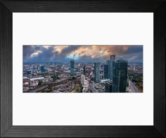 Framed Print : Aerial view of Manchester city in UK Framed Print : Aerial view of Manchester city in UK