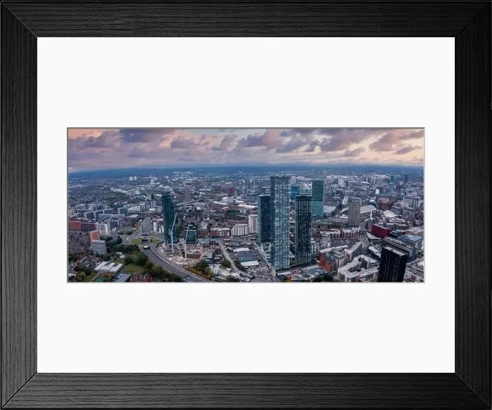 Framed Print : Aerial view of Manchester city in UK Framed Print : Aerial view of Manchester city in UK