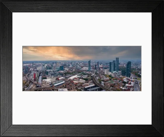 Framed Print : Aerial view of Manchester city in UK Framed Print : Aerial view of Manchester city in UK