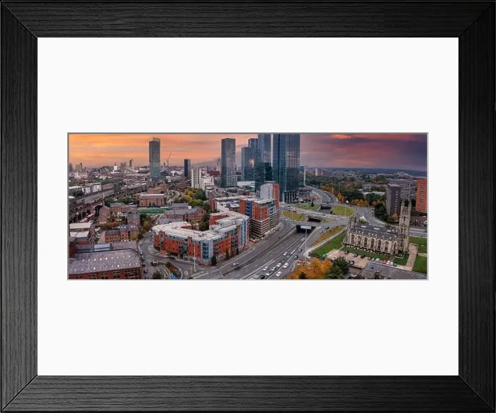Framed Print : Aerial view of Manchester city in UK Framed Print : Aerial view of Manchester city in UK