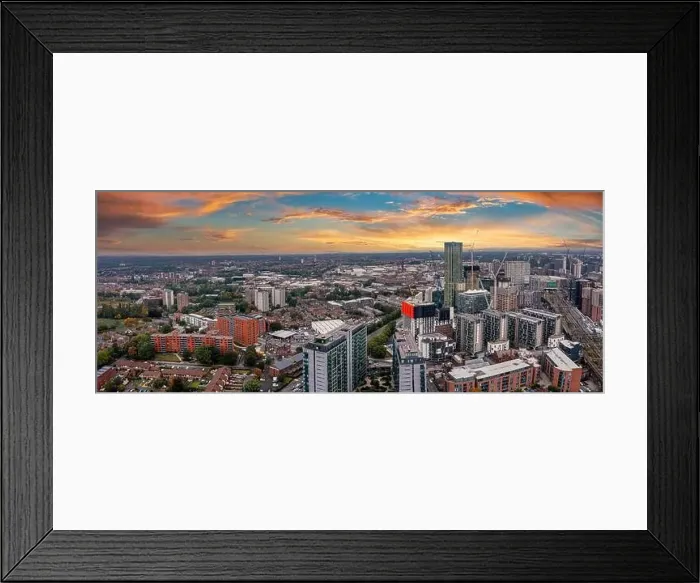 Framed Print : Aerial view of Manchester city in UK Framed Print : Aerial view of Manchester city in UK